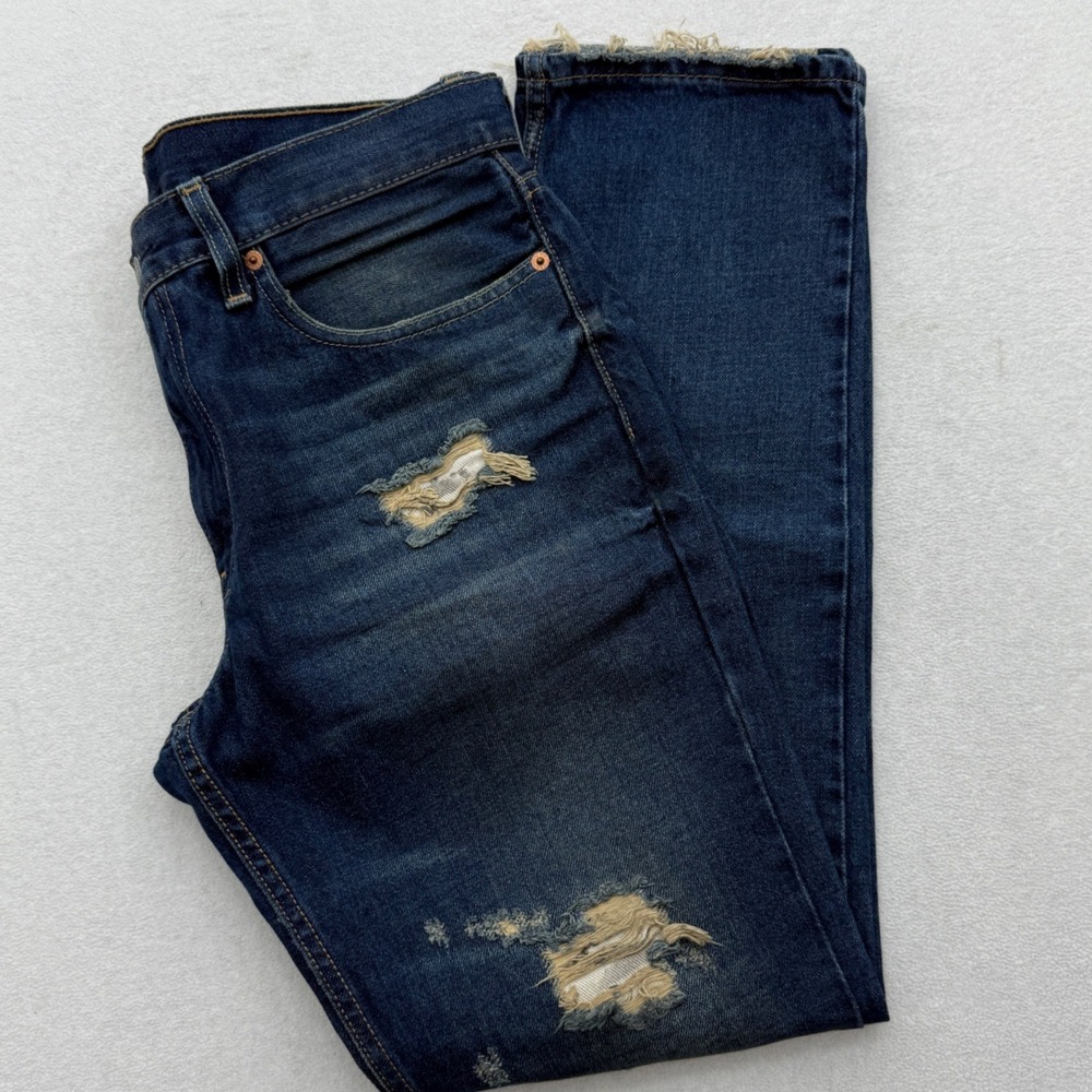 Levi's Strauss 511 Mens Jeans W34 L32 Dark Wash Distressed Slim‎ Fit Casual 2019